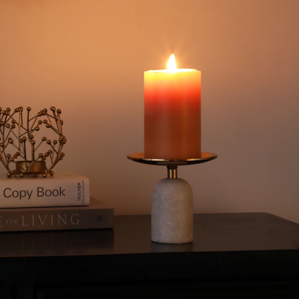 Marble Pri Pillar Candle mini stand in black & Gold