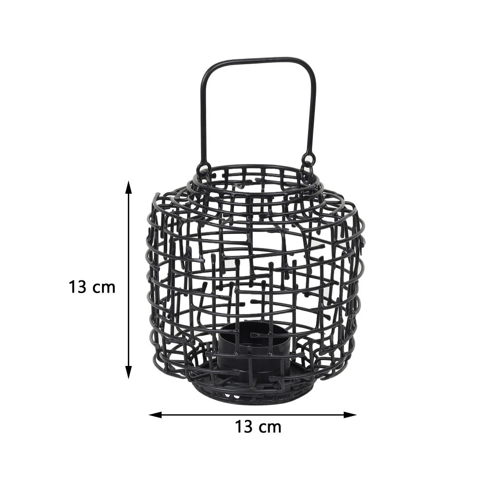 Basketweave Gold & Black Tea Light Holder