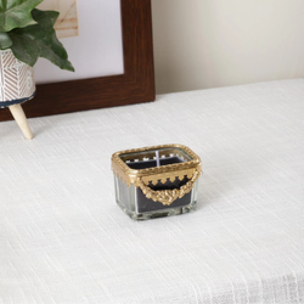 snowy whisper white scented candle glass jar with Golden Ring