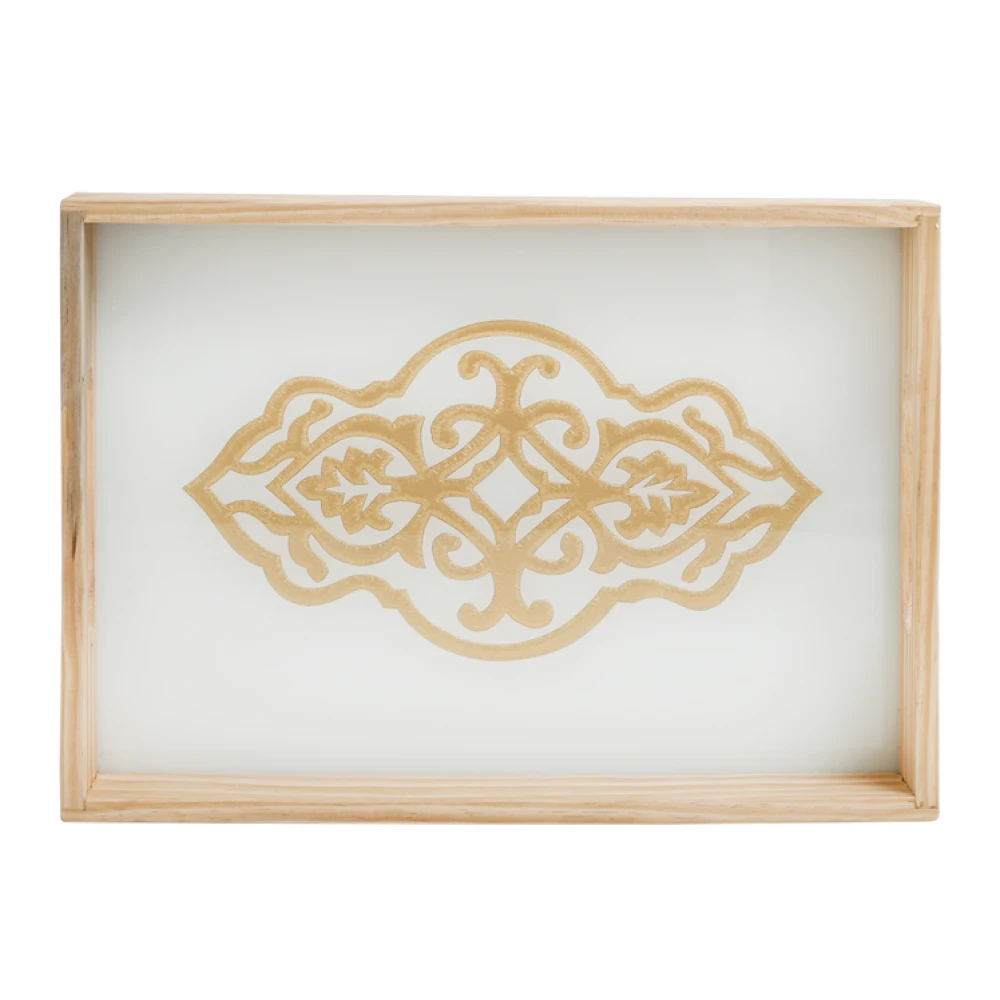 Zamora Embossed Glass serving Tray in Black & White