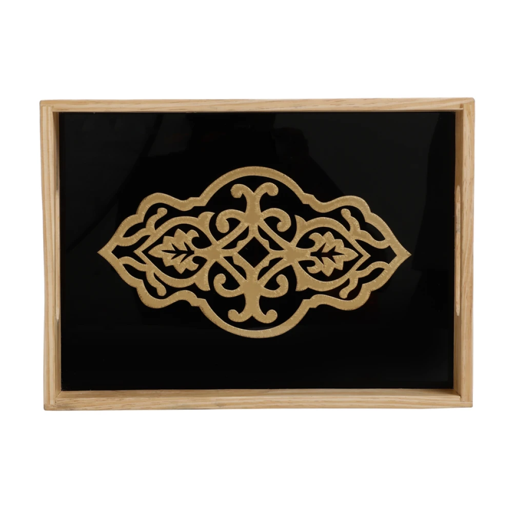 Zamora Embossed Glass serving Tray in Black & White