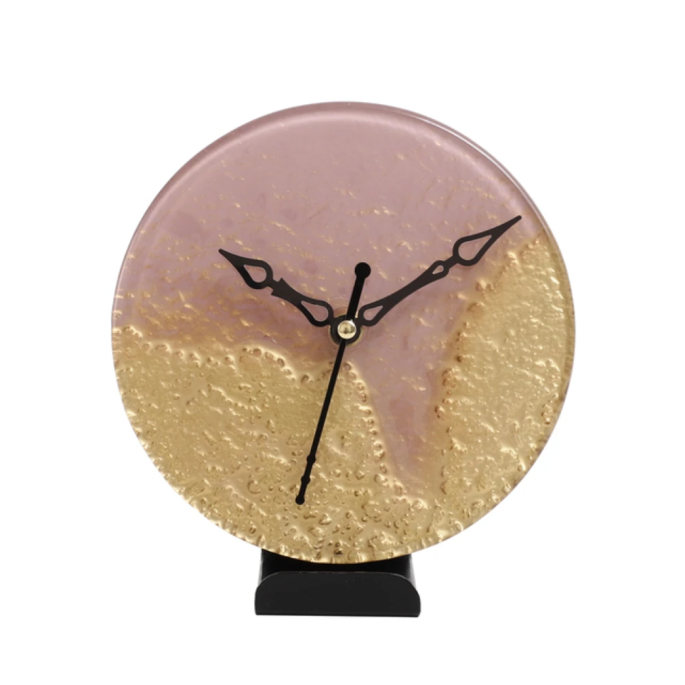Rhea Glass Embossed Table Clock