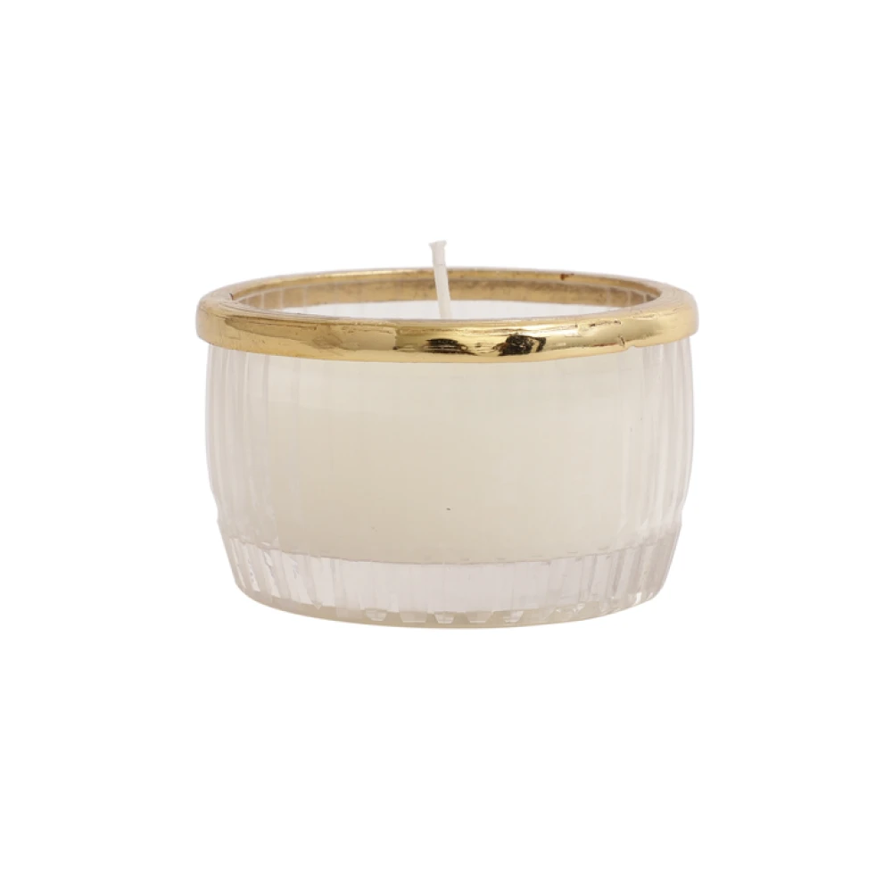 Snowy whisper scented candle glass jar with Golden Ring