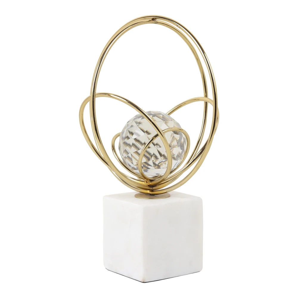 Elysian Rings Crystal Ball Sculpture