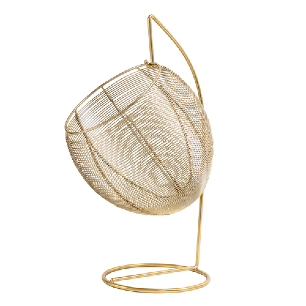Skye's Fruit & Bread Basket in Gold finish & Yellow