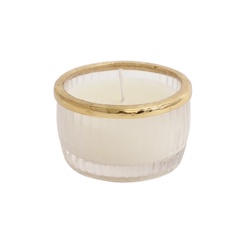 Snowy whisper scented candle glass jar with Golden Ring