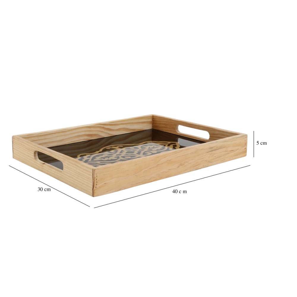 Zamora Embossed Glass serving Tray in Black & White