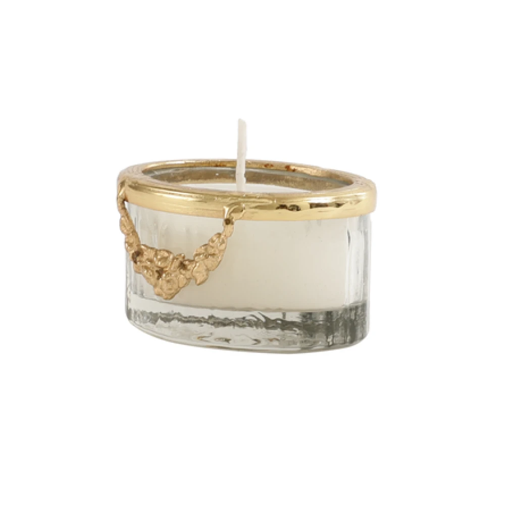 snowy whisper white scented candle jar with Golden Ring