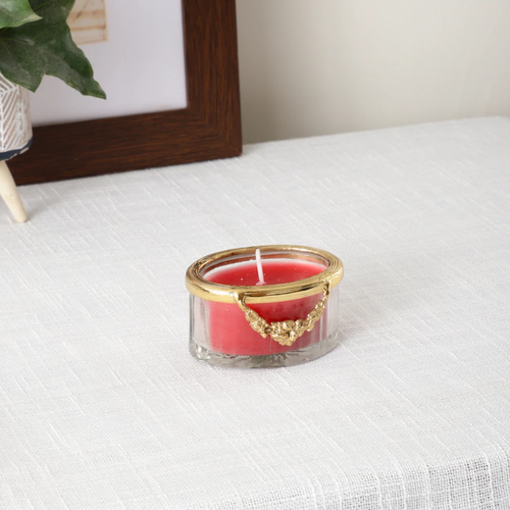 snowy whisper white scented candle jar with Golden Ring