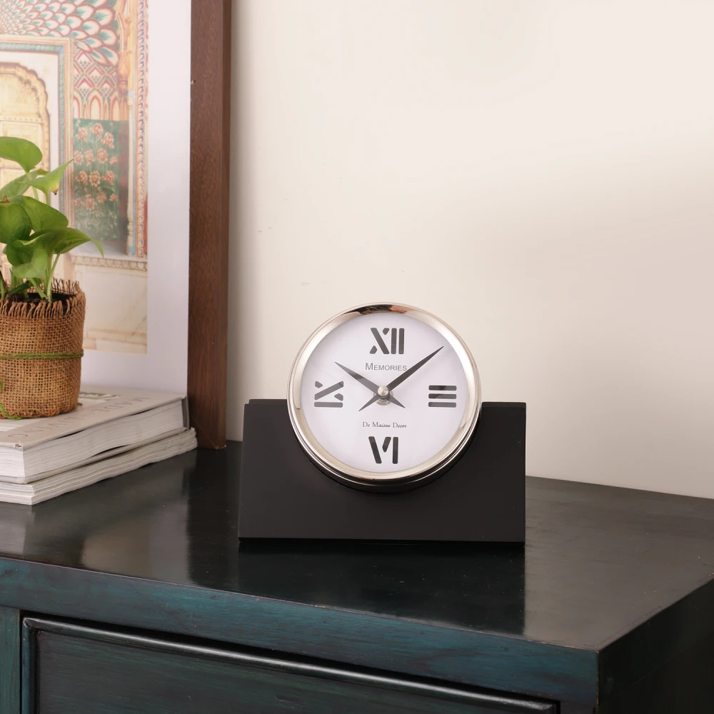 Varner Table clock in Silver & Gold Black