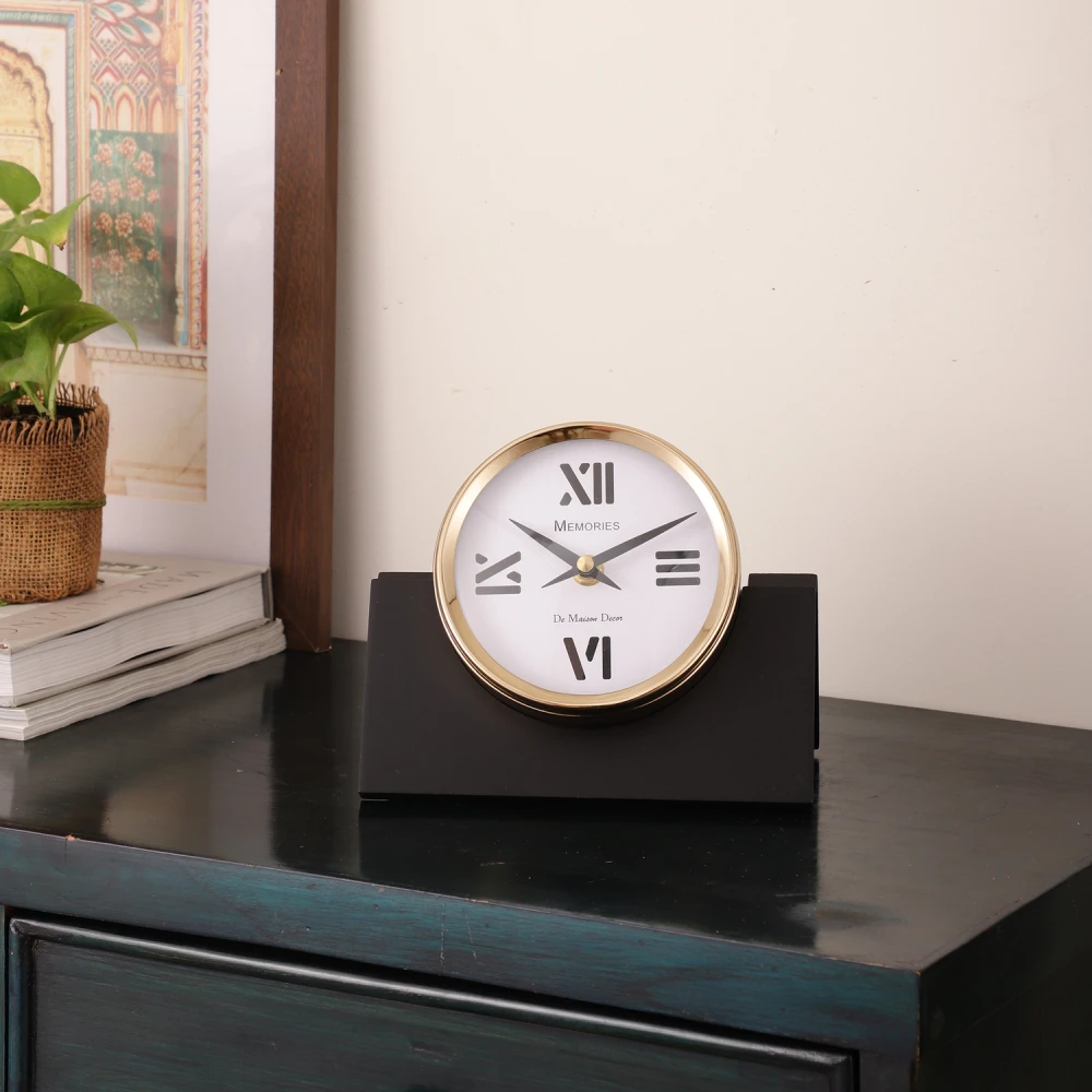 Varner Table clock in Silver & Gold Black