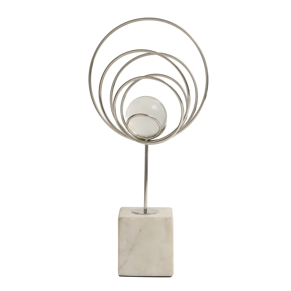 Aurora Rings Crystal Ball Sculpture in Silver & Gold Color