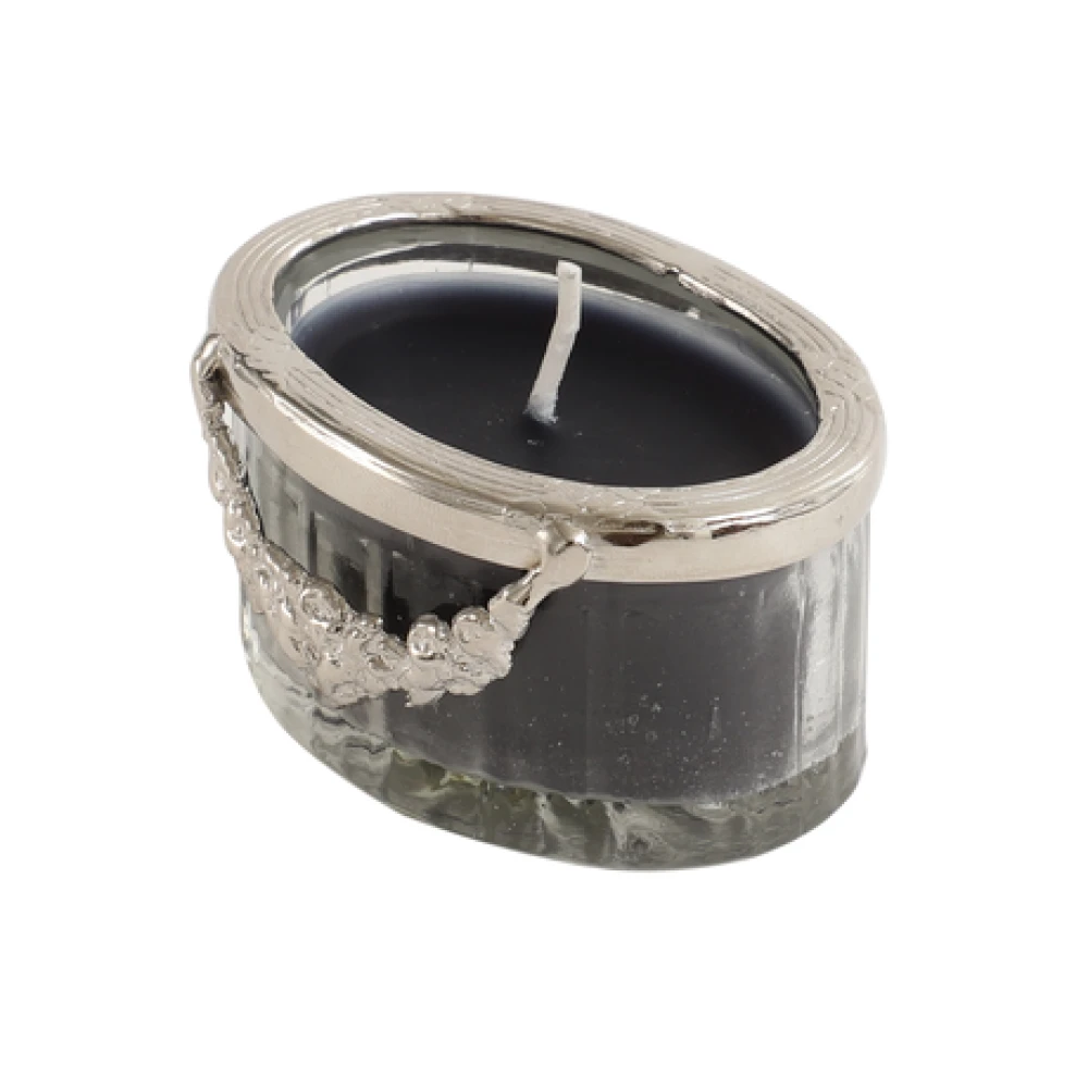 snowy whisper white scented candle jar with silver Ring