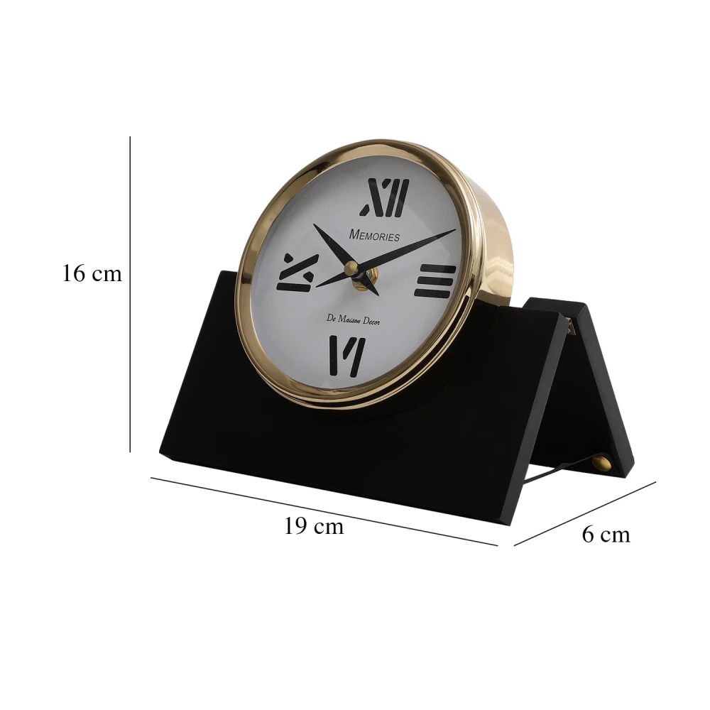 Varner Table clock in Silver & Gold Black