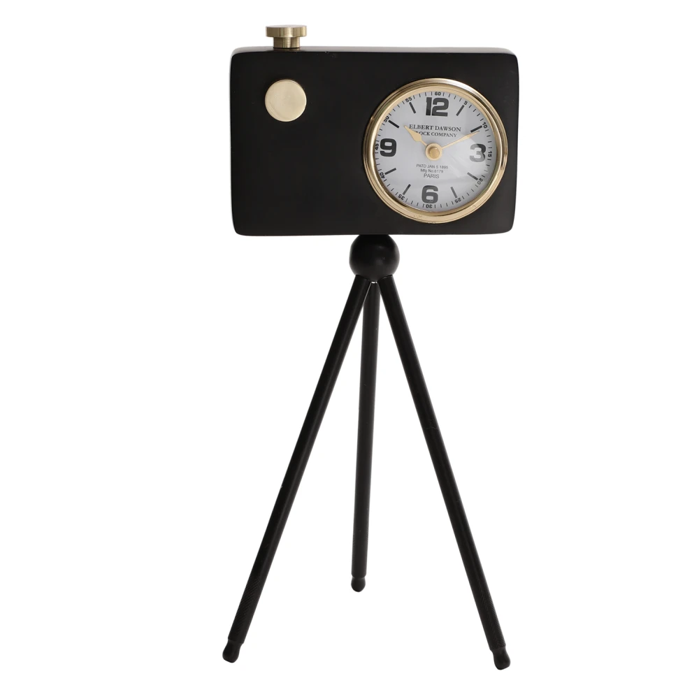 Cameratic Table Clock in Gold & Black