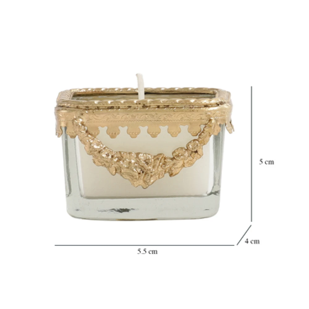 snowy whisper white scented candle glass jar with Golden Ring