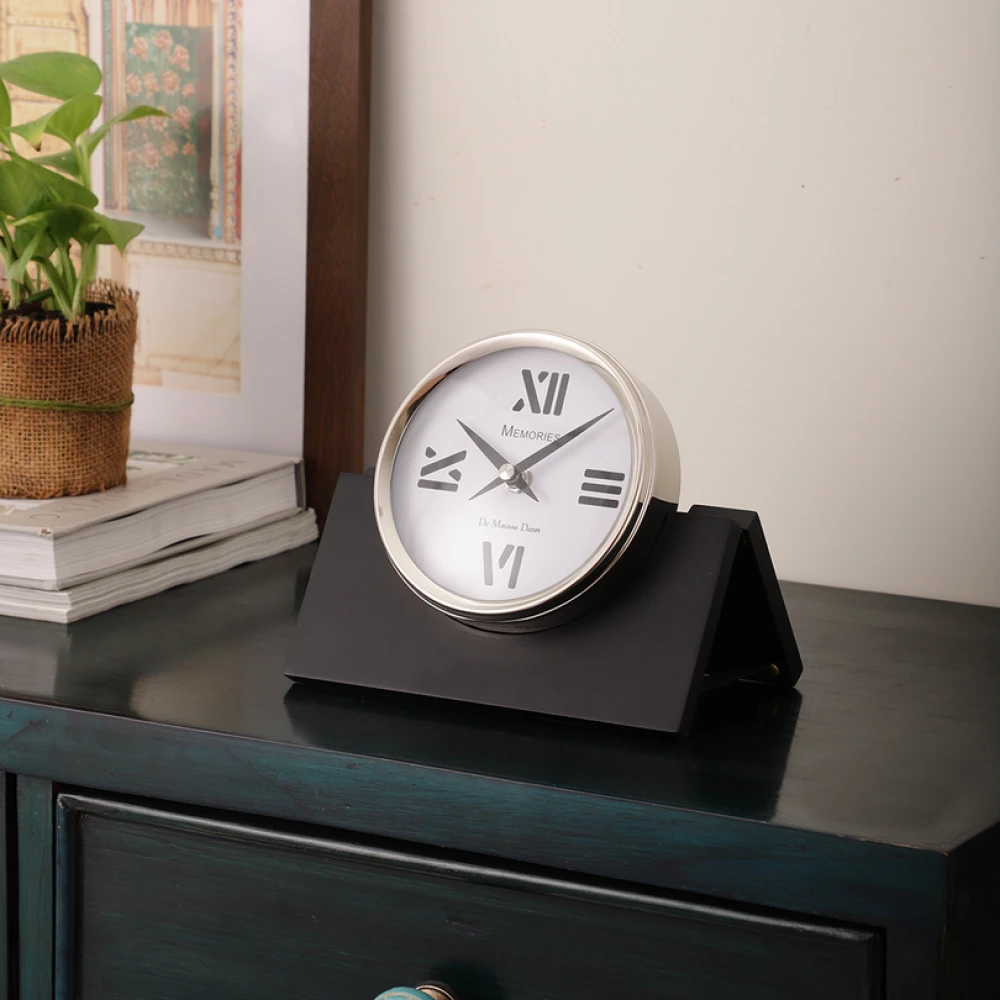 Varner Table clock in Silver & Gold Black
