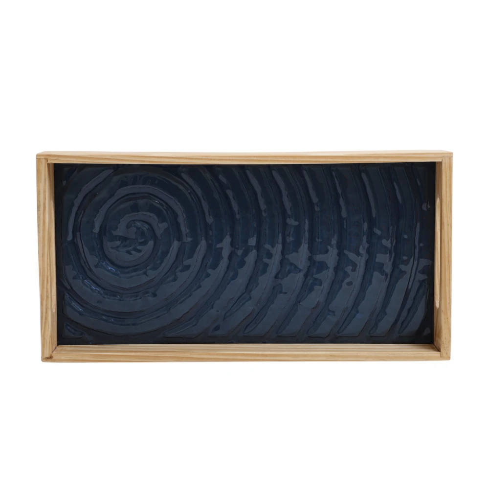 Duran Black Spiral Serving Tray in Black & Blue