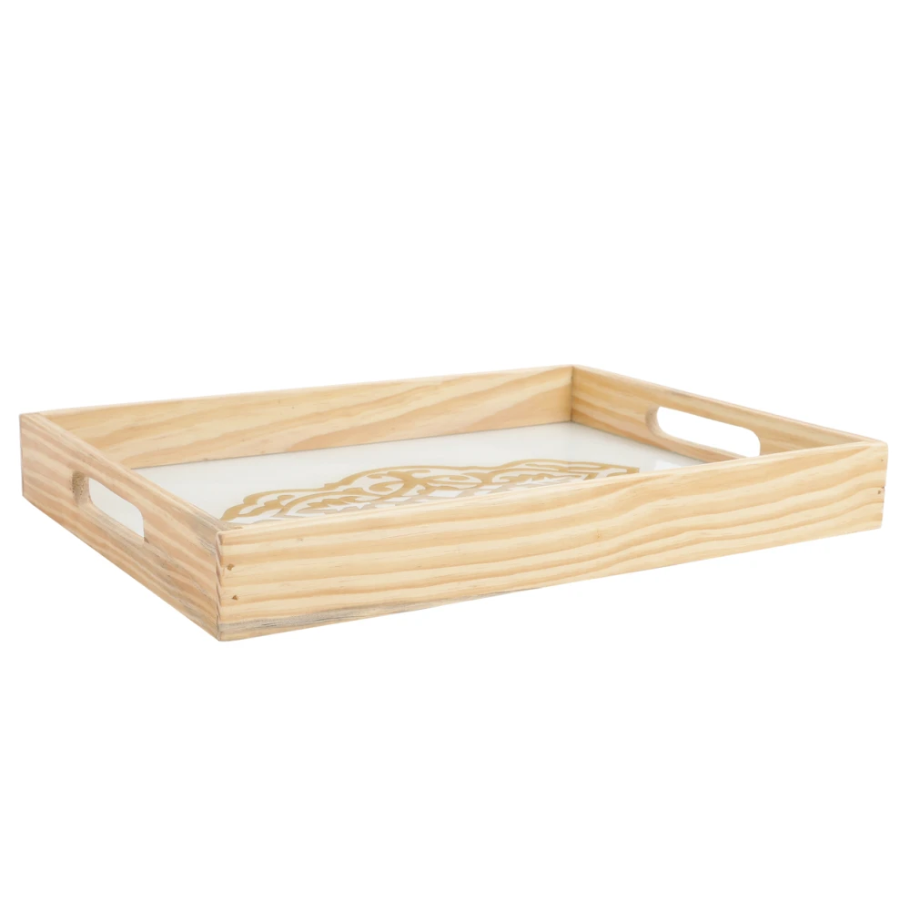 Zamora Embossed Glass serving Tray in Black & White