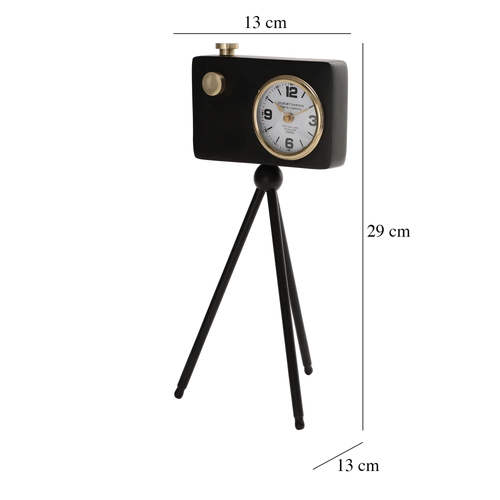 Cameratic Table Clock in Gold & Black