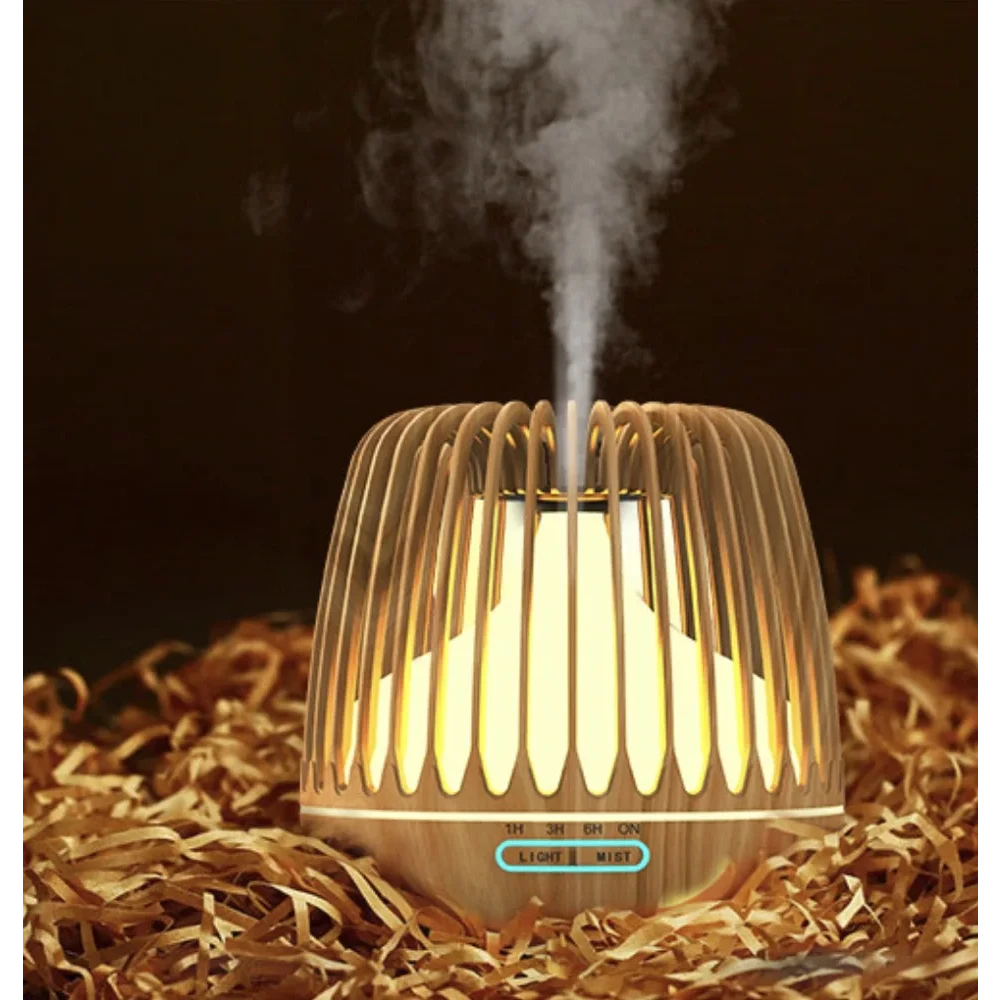 Ultrasonic Wooden Grill Air Humidifier and Essential Oil Diffuser – A Natural Touch of Serenity