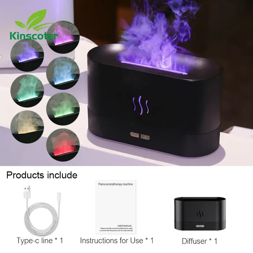 Electric Aroma Flames Air Humidifier & Essential Oil Diffuser – A Calming Blend of Aromatherapy and Functionality