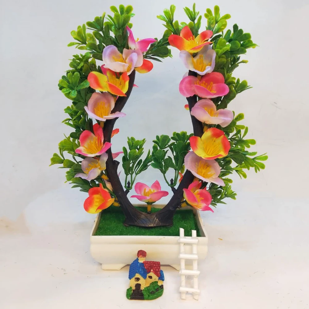 GOLDFISH1 Artificial Plants Flowers and Pot (Ladder - House)