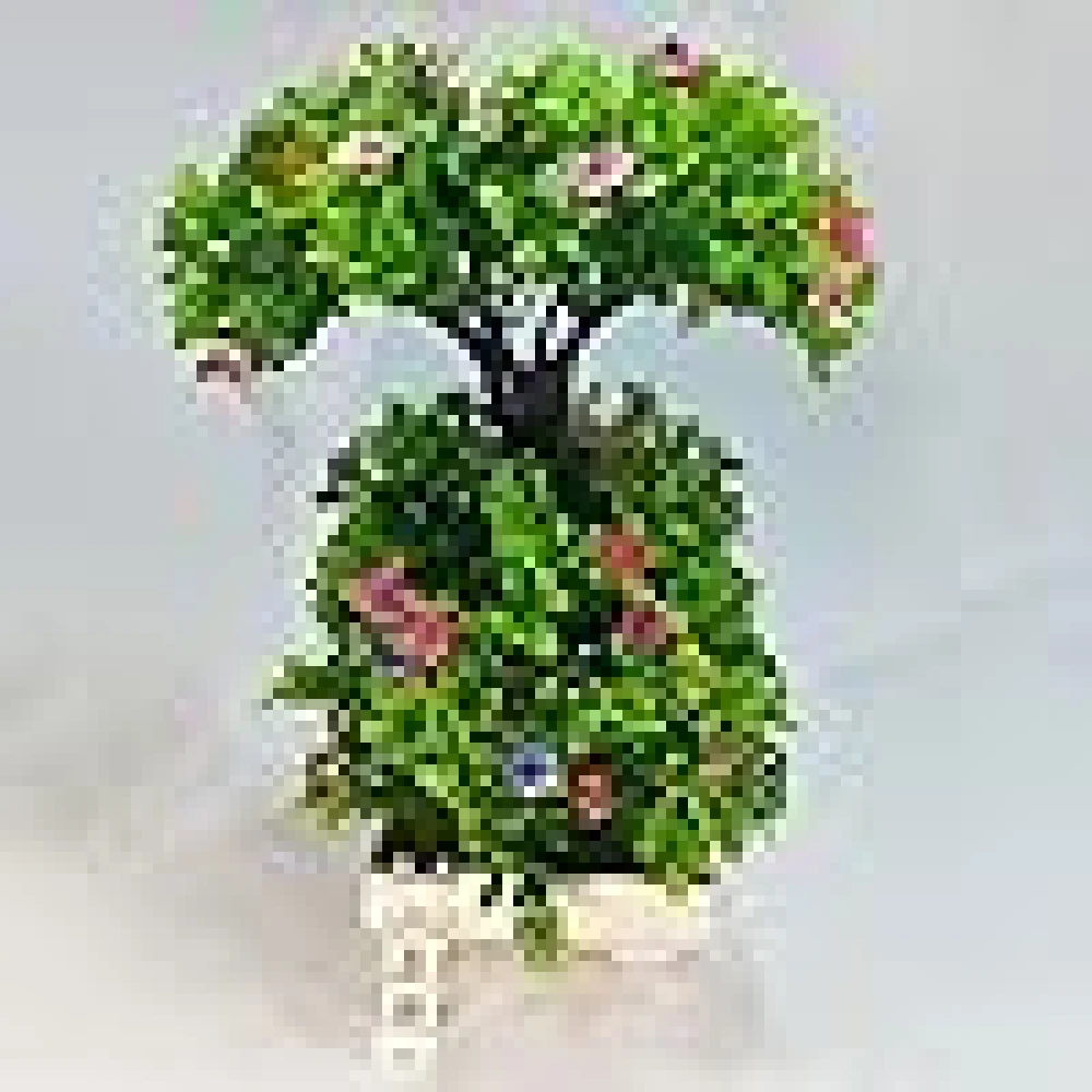 GOLDFISH1 Artificial Bonsai Plant, Flowers with Pot (2 Ladders)
