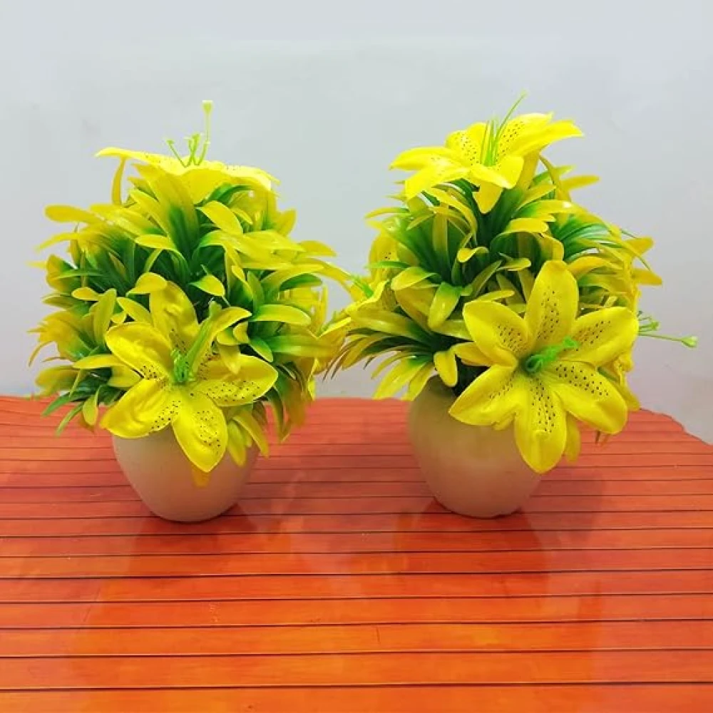 Elegant Artificial Flower Plant with Decorative Pot – Vibrant Floral Accent for Home & Office