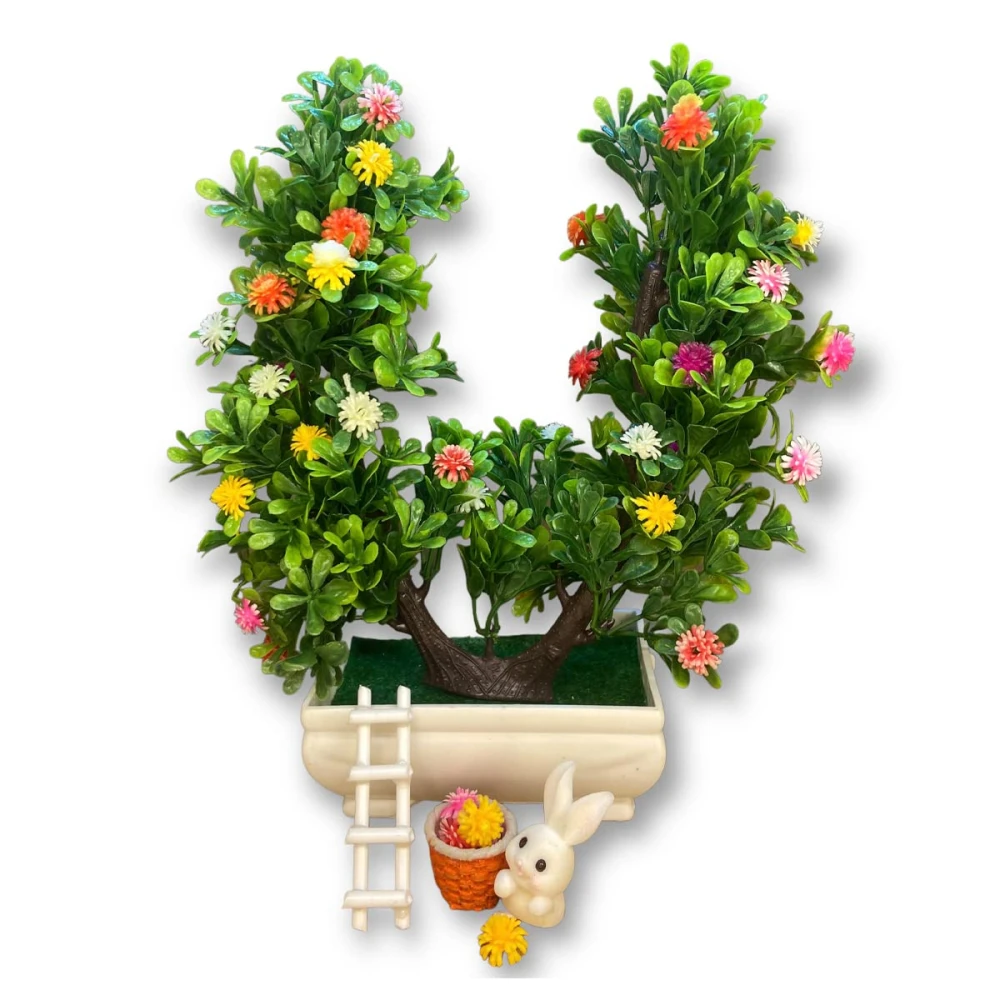 GOLDFISH1 Artificial Plant Flowers Rabbit and Basket.