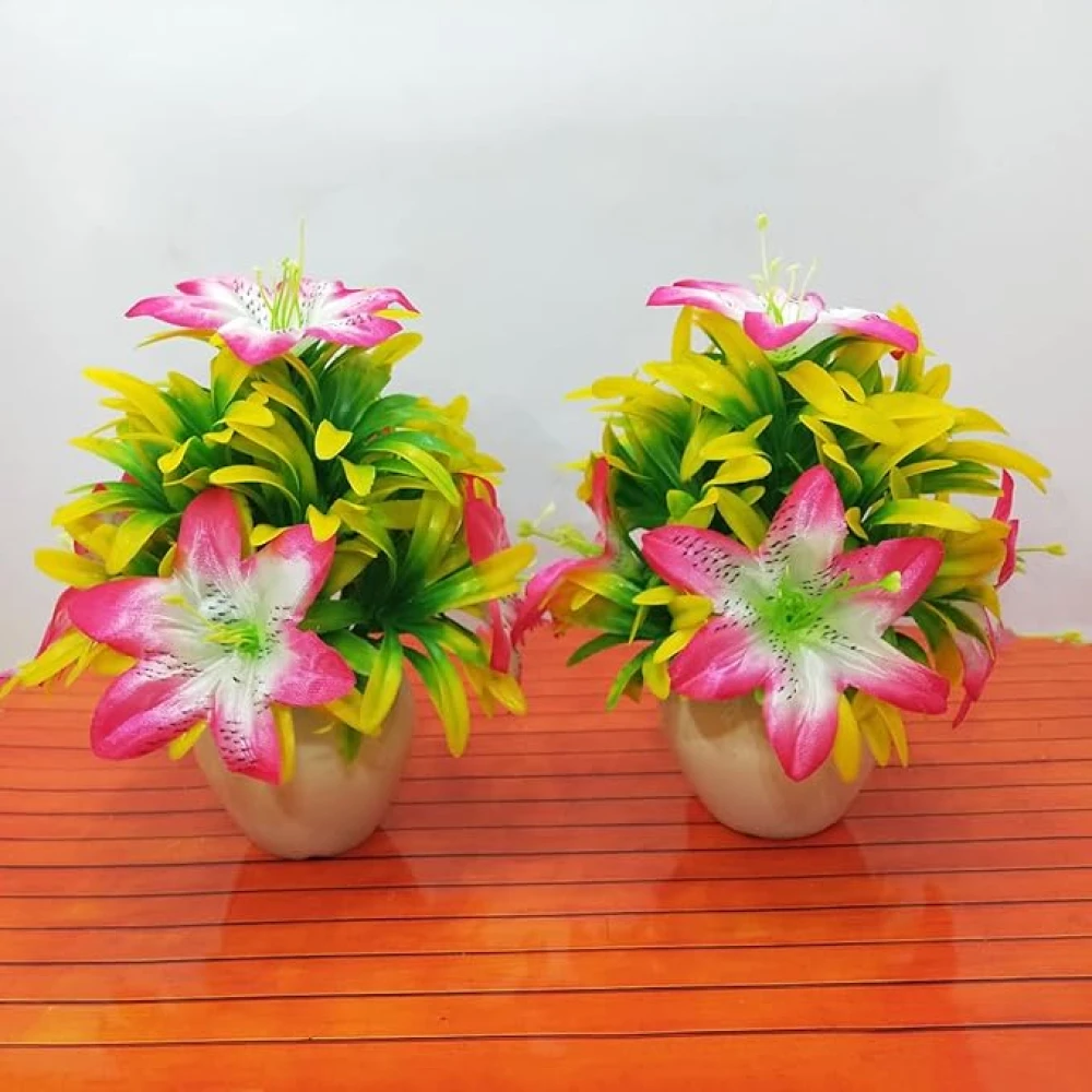 Artificial Plants with Elegant Flowers and Decorative Pot – Perfect Indoor Greenery