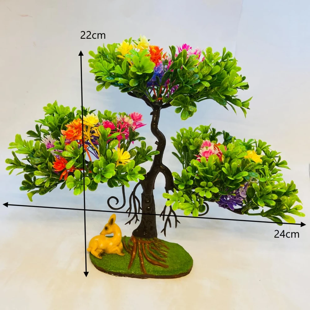 RAKAKART- Beautiful Multicolour Artificial Plant with a Mini Deer.