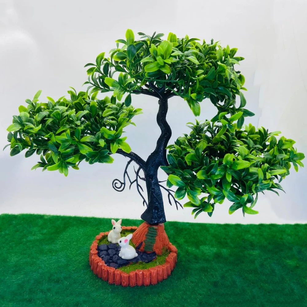 3 Branch Rabbit Design Pot – Charming Decorative Planter with Rabbit Figurines for Home & Garden