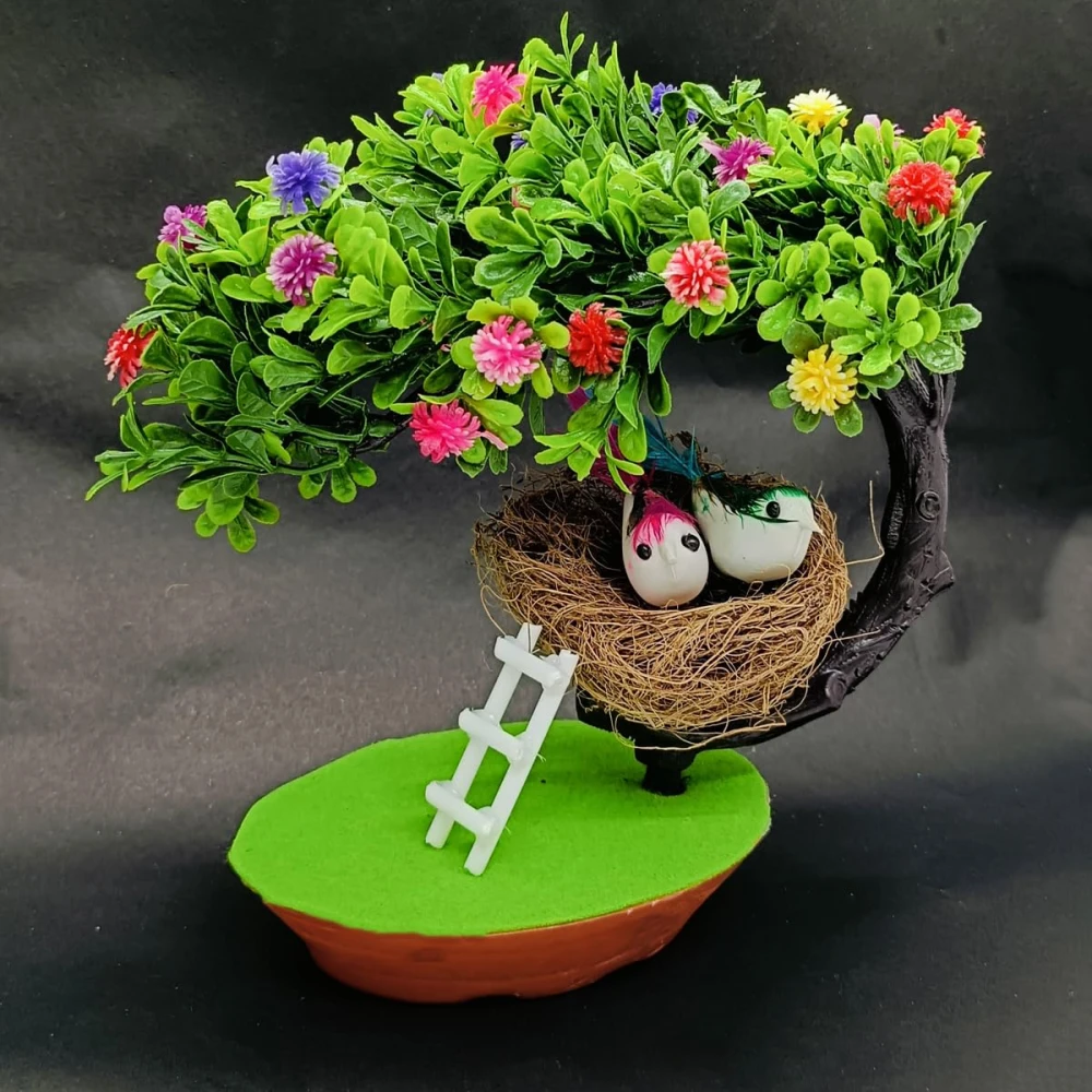 Rakakart- Beautiful Miniature Plant,nest, Birds Set for Home Decor