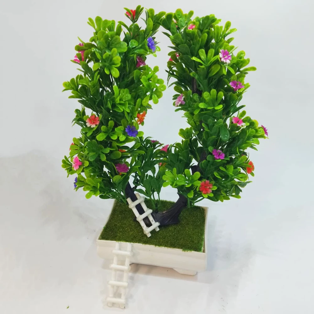 GOLDFISH1 Artificial Bonsai with Plastic Pot and 2 Ladders.