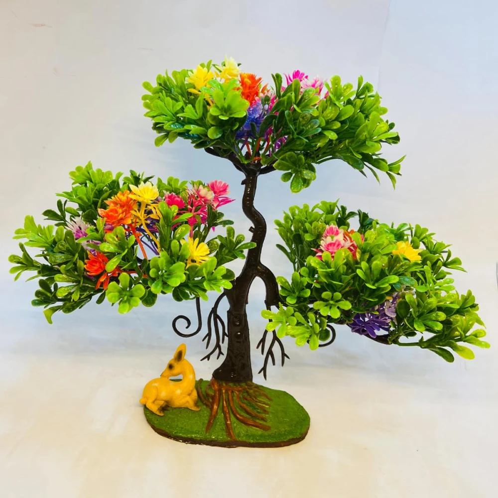 RAKAKART- Beautiful Multicolour Artificial Plant with a Mini Deer.