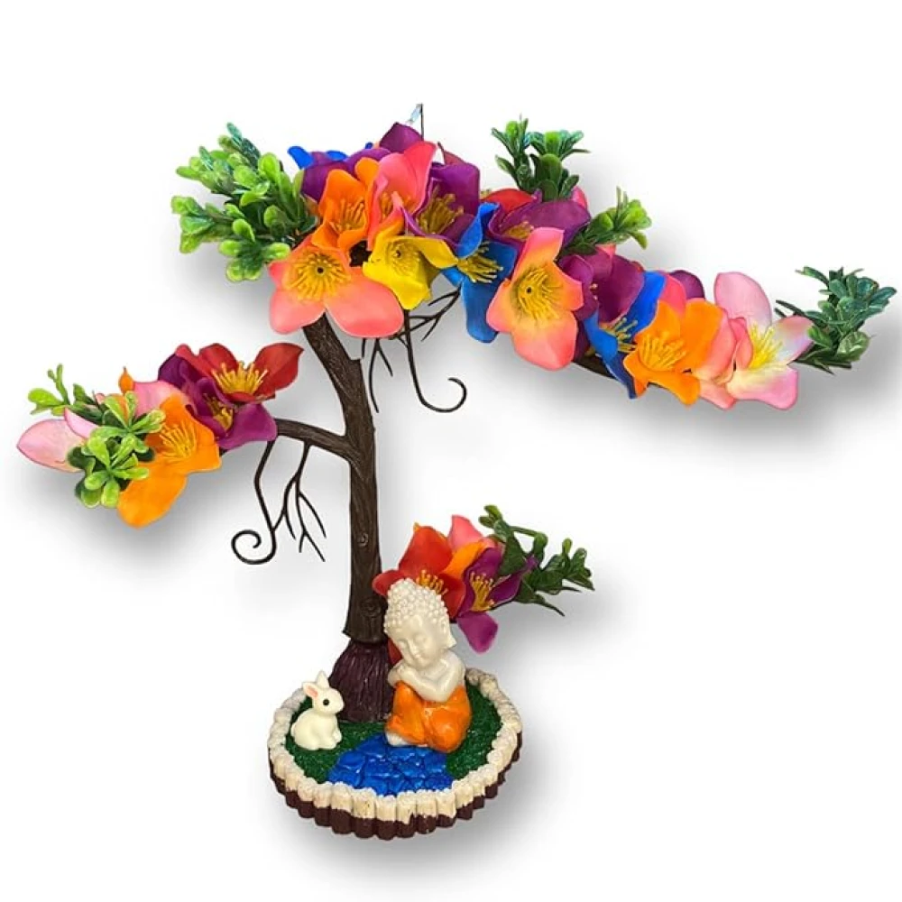GOLDFISH1 Artificial Plants Buddha/Rabbit and Flowers