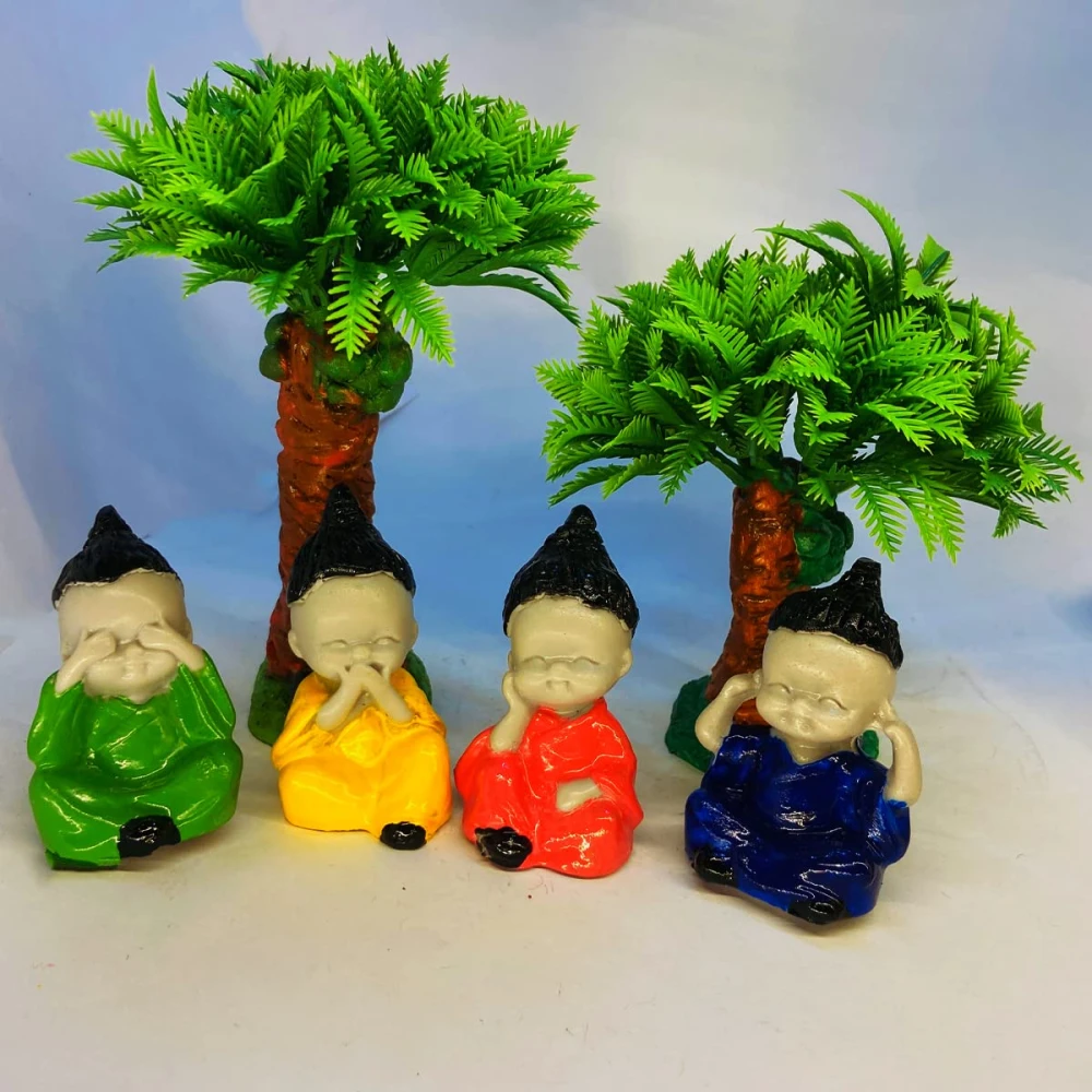 Little Buddha Figurines with Trees – Serene Spiritual Home Decor