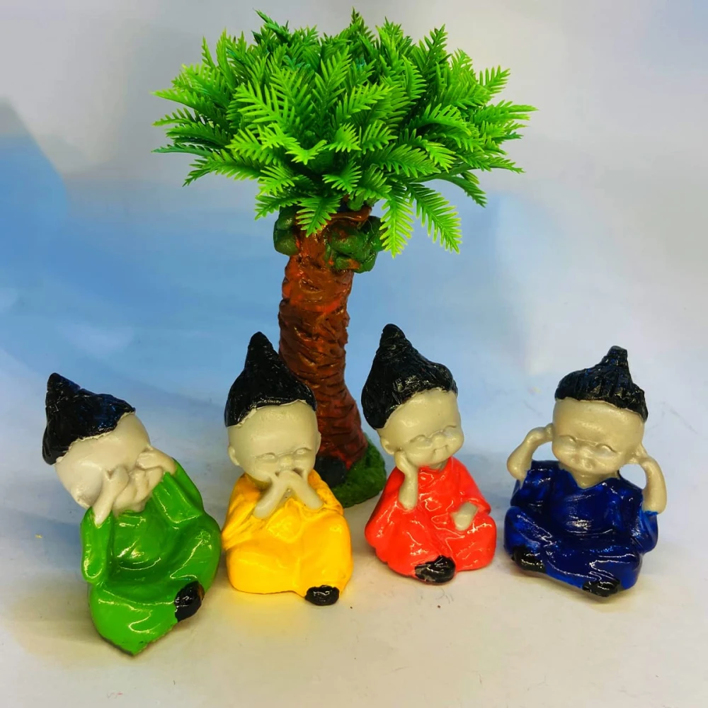 Buddha Figurines Under the Tree – Serene Spiritual Decor for Home & Office