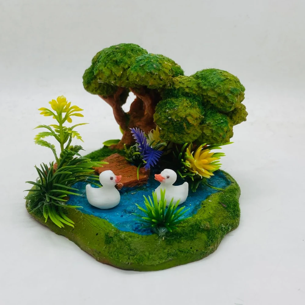 RAKAKART- new elegant attractive miniature LAKE & tiny ducks set for decoration