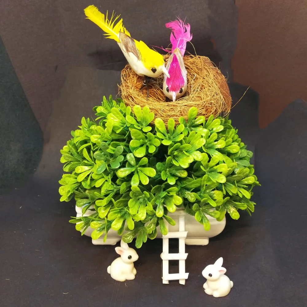 GOLDFISH1 Artificial Plants Birds with Nest/Ladder and Rabbit.