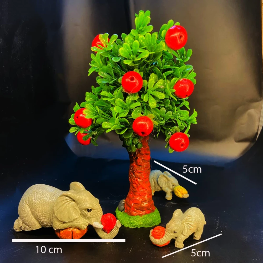 Mini Elephants with a Tree – Elegant Wildlife Decor