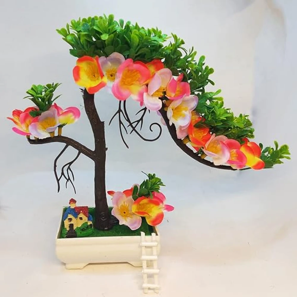 GOLDFISH1 Artificial Plants Flowers and House, Ladder with Pot