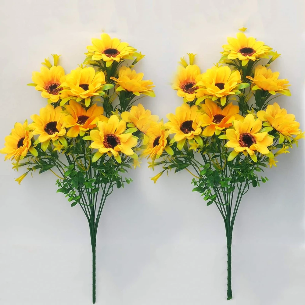 Artificial Sunflower Bunches (Yellow) Pack of 2