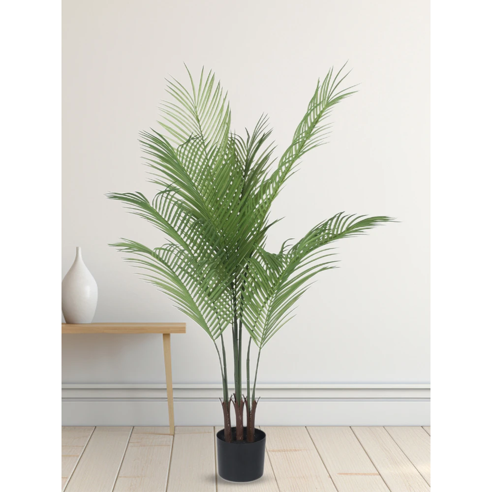 Artificial Plant  51inch Artificial Real Touch Areca Palm Plants big Leaves With Black Pot|Home Decor,Office Decor Perfect Gift,Set of 1