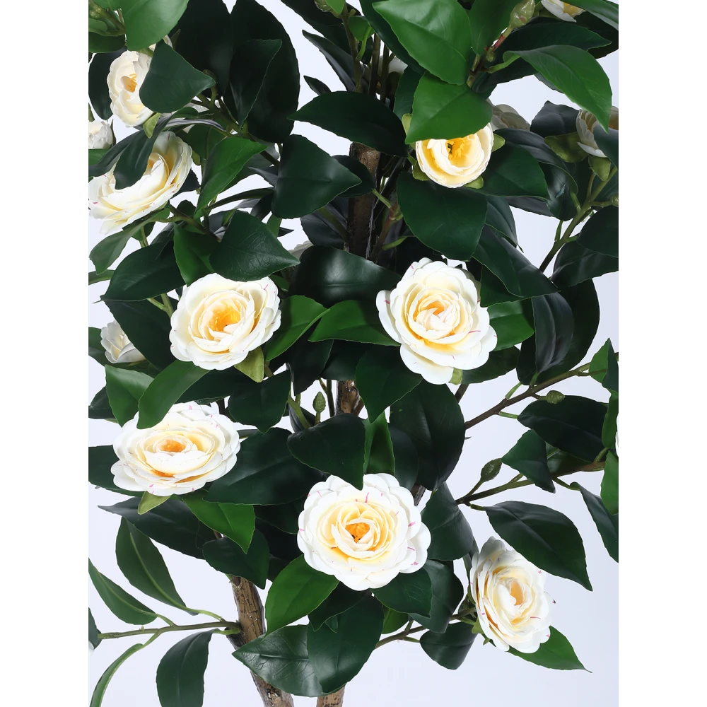Artificial Plant  59inch Artificial Real Touch Camellia Rose Flowers Plants With Black Pot|Home Decor,Office Decor Perfect Gift,Set of 1