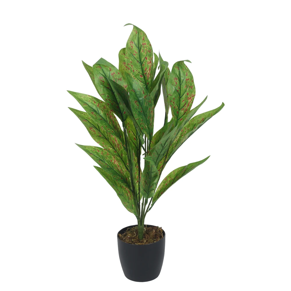 Artificial Plant 27inch Artificial Red Croton Plants With Black Pot|Home Decor,Office Decor Perfect,Set of