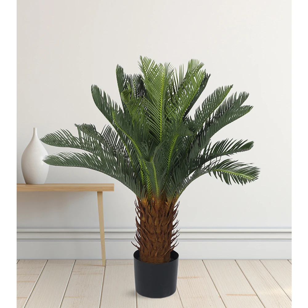 Artificial Plant 33inch Artificial Cycas Plants With Black Pot|Home Decor,Office Decor Perfect Housewarming Gift,Set of 1