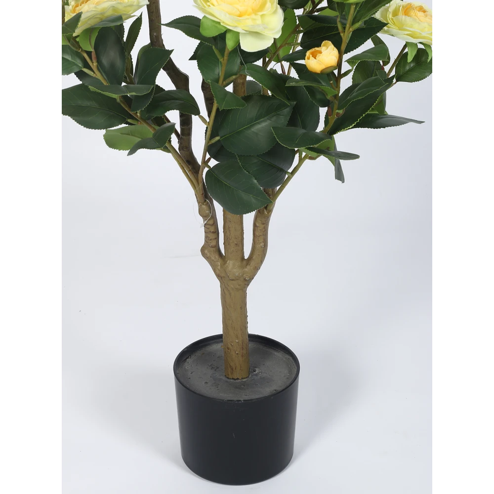Artificial Plant  37inch Artificial Real Touch Camellia Rose Flowers Plants With Black Pot|Home Decor,Office Decor Perfect Gift,Set of 1