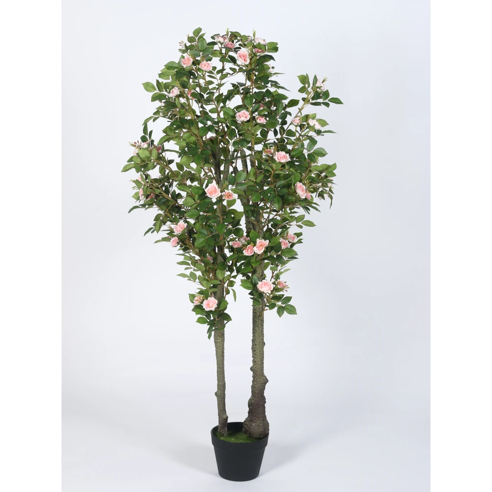 Artificial Plant  51inch Artificial Real Touch Camellia Rose Plants With Black Pot|Home Decor,Office Decor Perfect Housewarming Gift,Set of 1